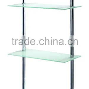 Metal Hanging Wall Mounted 3 Tier Glass Shelf Bathroom Rack Chrome thumbnail-1
