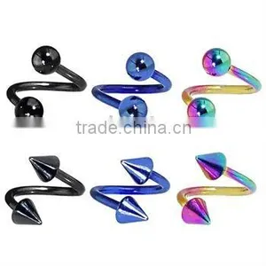 High Polished Body Piercing Jewelry Spiral Eyebrow Ring Twister thumbnail-1