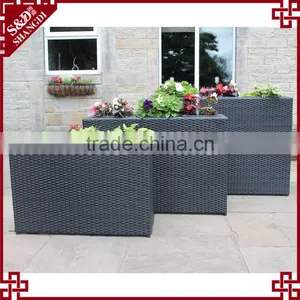 UV-resistant PE Rattan Tall Flower Planter Outdoor Patio Decorative Plant Box thumbnail-3