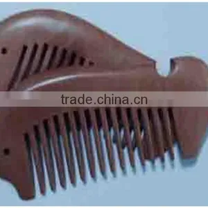 Fine-tooth With Anti-static for Detangling Curly Sea Horse Hair and Beard Comb Pocket Wood Comb thumbnail-2