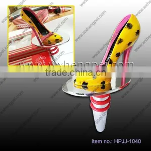 Wedding Yellow and Black Little Butterfly Knot High-heeled Shoes Wine Stopper thumbnail-1