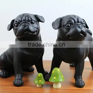 Black Resin Cute Couple French Bulldog Statue thumbnail-1