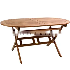 High Quality Best Selling Eco Friendly Wooden Oval Folding Table From Viet Nam thumbnail-1