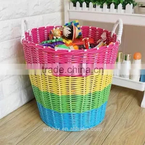 Set of Three Handmade Plastic Woven Laundry Basket With Handles thumbnail-5
