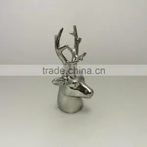 Silver Home Decoration Ceramic Deer Head With Long Horn thumbnail-1