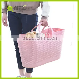Eco-friendly Soft PE Laundry Basket Handle Plastic Sundries Storage Basket thumbnail-1