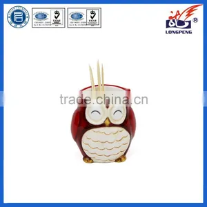 Adorable Ceramic Hollow Owl Toothpick Holder-Red,Cute Owl Ceramic Toothpick Boxes,Owl thumbnail-1