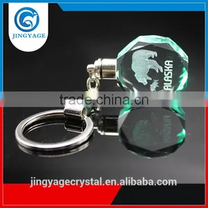 3D Laser Engraved Brown Bear Octagonal Crystal Led Key Chains Photo Led Crystal Key Chain thumbnail-3