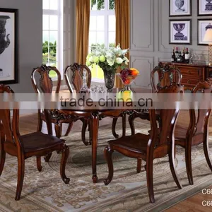 C6606 1.6M 6 Seater American Style Heavy-duty Long Dining Table and Chairs thumbnail-2