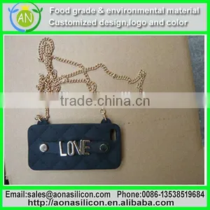 Metal LOVE Label Silicone Ball Chain Cell Mobile Cover|black Silicone Mobile Case thumbnail-1