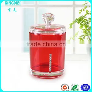 Red Acrylic New Product Round Swab Box,toothpick Box With Lid thumbnail-1