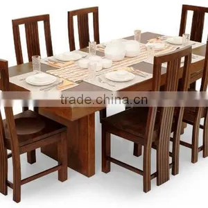 Armchair Six Sitter Wooden Dining Table Set thumbnail-1