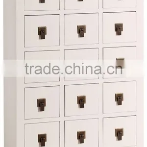 CREAM ORIENTAL WOODEN CABINET W/15 DRAWERS thumbnail-1