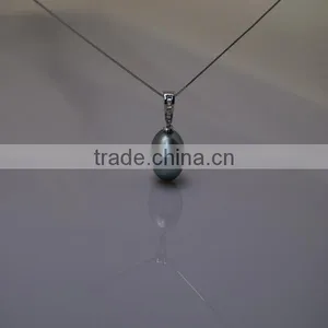 17'' 10-11mm Tahitian Peacock Blue Pearl Necklace thumbnail-1