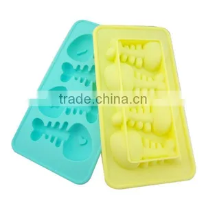 Fancy 4 Cavity Fishe Bone Shaped Silicone Ice Cube Tray Maker thumbnail-4
