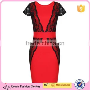 Women's Fashion Lace Splicing Pencil Mini Bodycon Dress thumbnail-5