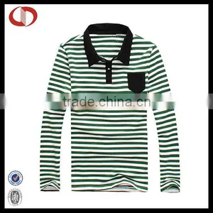 Cannda Long Sleeve Mens Stripe Polo Shirts With Pocket thumbnail-1