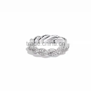 Silver Plated Twisted CZ Studded Ring thumbnail-1