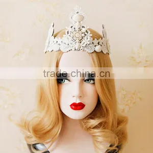 Europe Baroque Pearl&shell Hair Band,big Crown Bride Hair Hoop,lace Wedding Jewelry Hair Accessories thumbnail-1