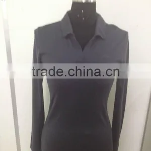 100% Merino Wool Women's Long Sleeve Polo Shirt thumbnail-1