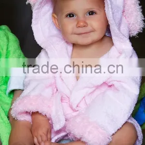 High Quality Fancy Cotton Bathrobe in Pink Poodel thumbnail-1