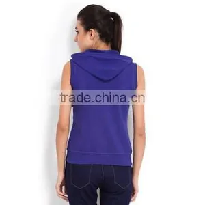 Newest Style Cotton Females Sleeveless Gym Hoodie Cheap thumbnail-3