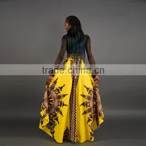 Walson 2017 New Trend Floral African Print Party Wear Bubble Women Long Skirt With Kurti thumbnail-5