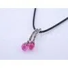 Unique Fashion Design Red Crystal Sterling Silver Marcasite Jewelry 37.1 mm Length thumbnail-1