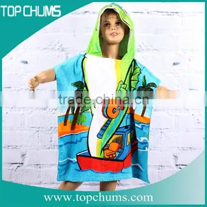 100% Cotton Printed Surf Kids Towel Poncho thumbnail-1