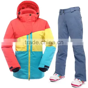 Orange Women Waterproof Quilted European Ski Jacket Wholesale thumbnail-6