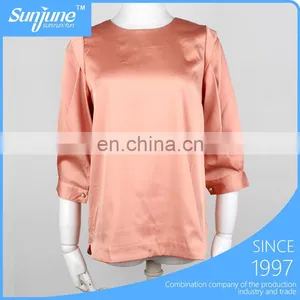 High Quality 3/4 Sleeve Fashion Chiffon Lady Top Designer thumbnail-1