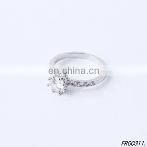 Sparkling Zircon Sterling Silver Rings Bridal Wedding Rings thumbnail-2