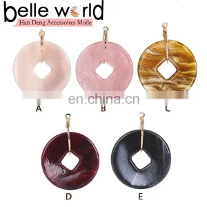 High Quality New Design Acetie Acid Jewelry Women's Acrylic Acetate Drop Circle Earrings thumbnail-3