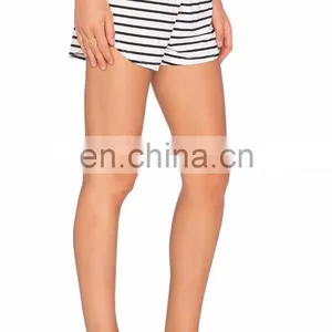 Black and White Stripe Custom Ladis Compression Shorts thumbnail-3