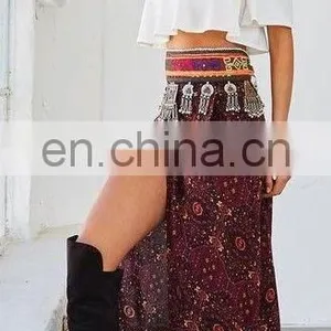 CH332 Cheap Price Sexy Side Slit Hippie Gypsy Boho Long Skirt thumbnail-1
