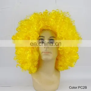 Cheap Party Carnival Yellow Big Afro Wigs 180g PC2B thumbnail-1