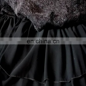 Women Tunic Pure Color Pleated Shirt With Embroidery High Neck Winter Causal Tunic Tops thumbnail-4