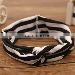 Wholesale Elastic Headwear Turban Headband Wrap With Strip Design Hair Band for Kid thumbnail-2