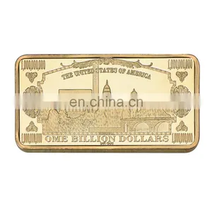 WR One Billion Gold Bar 24k 999.9 American Bill Note Fake Bars Quality Us Art Ornament With Plastic Case for Collection thumbnail-4