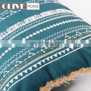 Spring Fashion Design With Gold Thread Tassel Lazies Embroidery Sofa Waist Cushions For Sale thumbnail-2