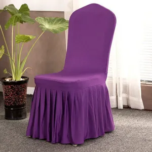 Gold Elastic Stretch Spandex Skirt Banquet Chair Covers for Wedding Party Banquet Event Restaurant thumbnail-2