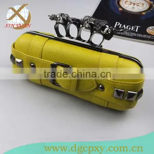 Good Quality Leather Finger Clutch Bags Handbags With Skull Head Locker thumbnail-1