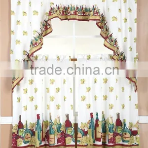 HOT SELLING FASHION STYLE CHEAP PRICE FACTROY MICROFIBER PRINTING KITCHEN CURTAIN SET thumbnail-5