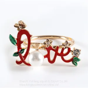 Valentine's Day Napkin Rings Flower Rhinestone Heart Petals Alphabet Love Letter thumbnail-1