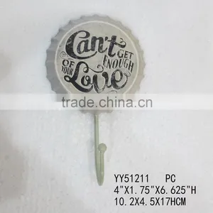 Custom Printing Beer Cap Embossed Metal Wall Hook, Factory Cheap Metal Hook thumbnail-1