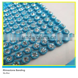 Diamond Plastic Banding Sew on Ss10 3mm Crystal LT.Blue Banding 1x180 Pcs 10 Yards thumbnail-2