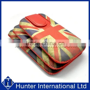 UK Flag Design Genuine Leather Flap Universal Pull Up Pouch thumbnail-5