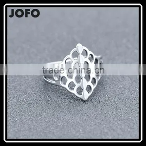 Vintage Puzzle Hollow Silver Sp Surgical Stainless Steel Wide Band Ring thumbnail-1