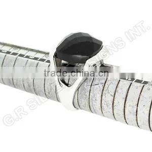 925 Wholesale Silver Black Onyx Cushion Gemstone Stylish Band Rings Jewelry thumbnail-5