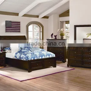 Hanover Queen United State Style Sleigh Storage Bed w/ Low Profile Footboard AS-B50 thumbnail-1